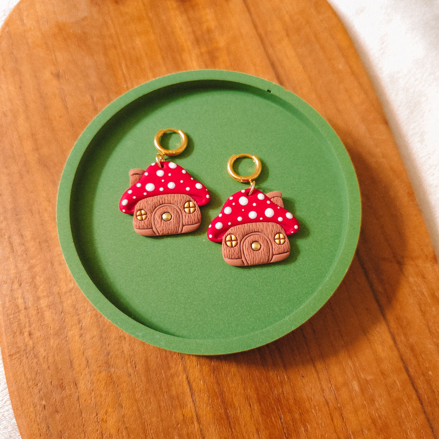 Mushroom House Earrings #2