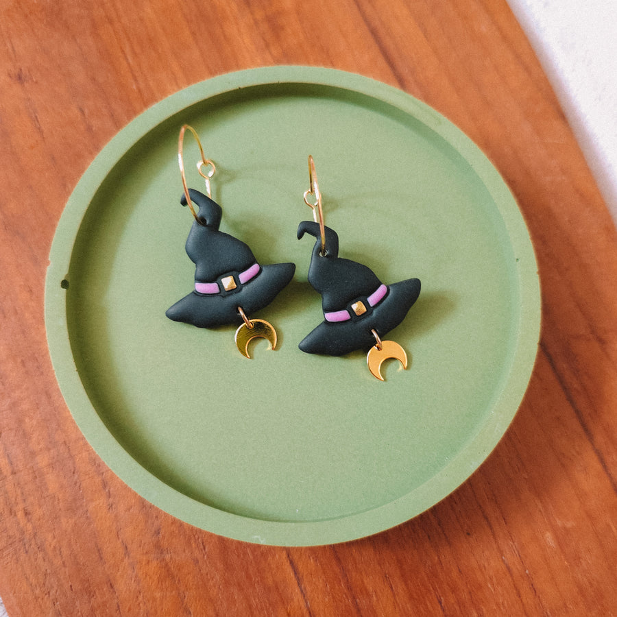 Witch Hat and Moon Earrings