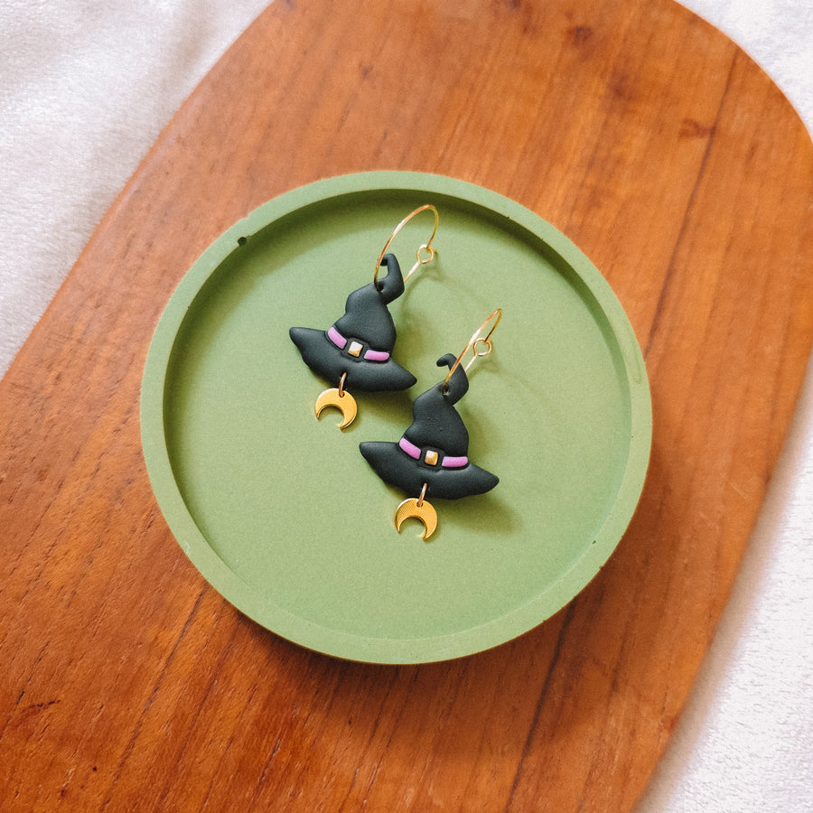 Witch Hat and Moon Earrings