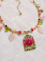 Maroon Door Glass Beaded Chain Necklace
