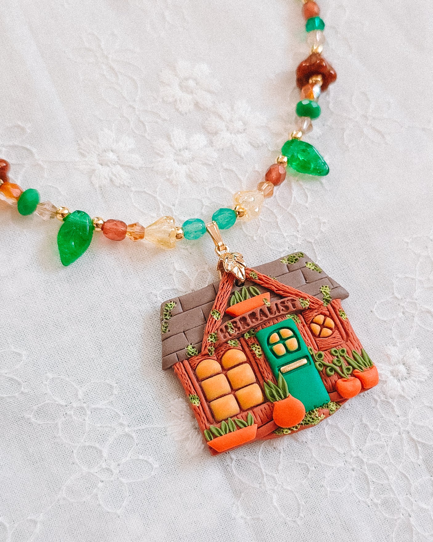 Herbalist Shop Glass Beaded Chain Necklace