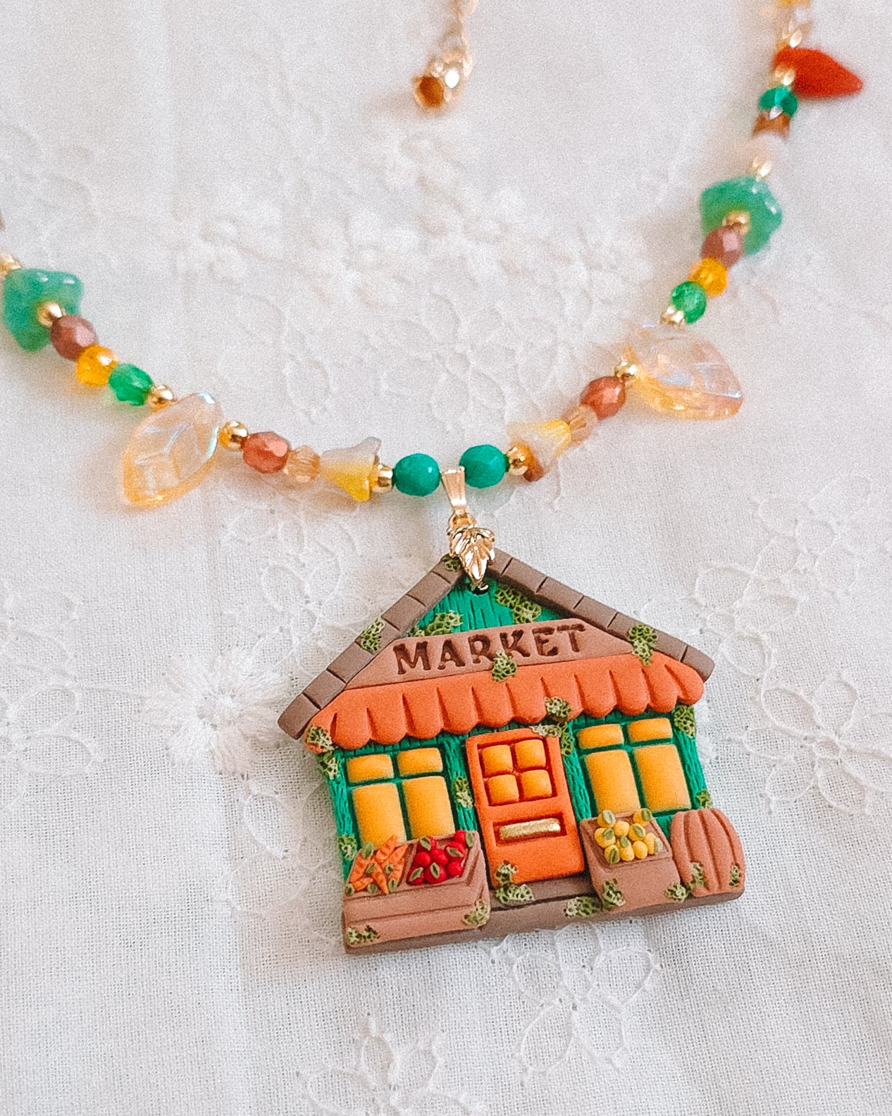 Market Shop Glass Beaded Chain Necklace