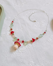 Mushroom Glass Beaded Chain Necklaces