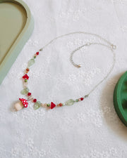 Mushroom Glass Beaded Chain Necklaces