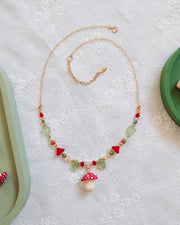 Mushroom Glass Beaded Chain Necklaces