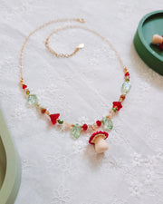 Mushroom Glass Beaded Chain Necklaces