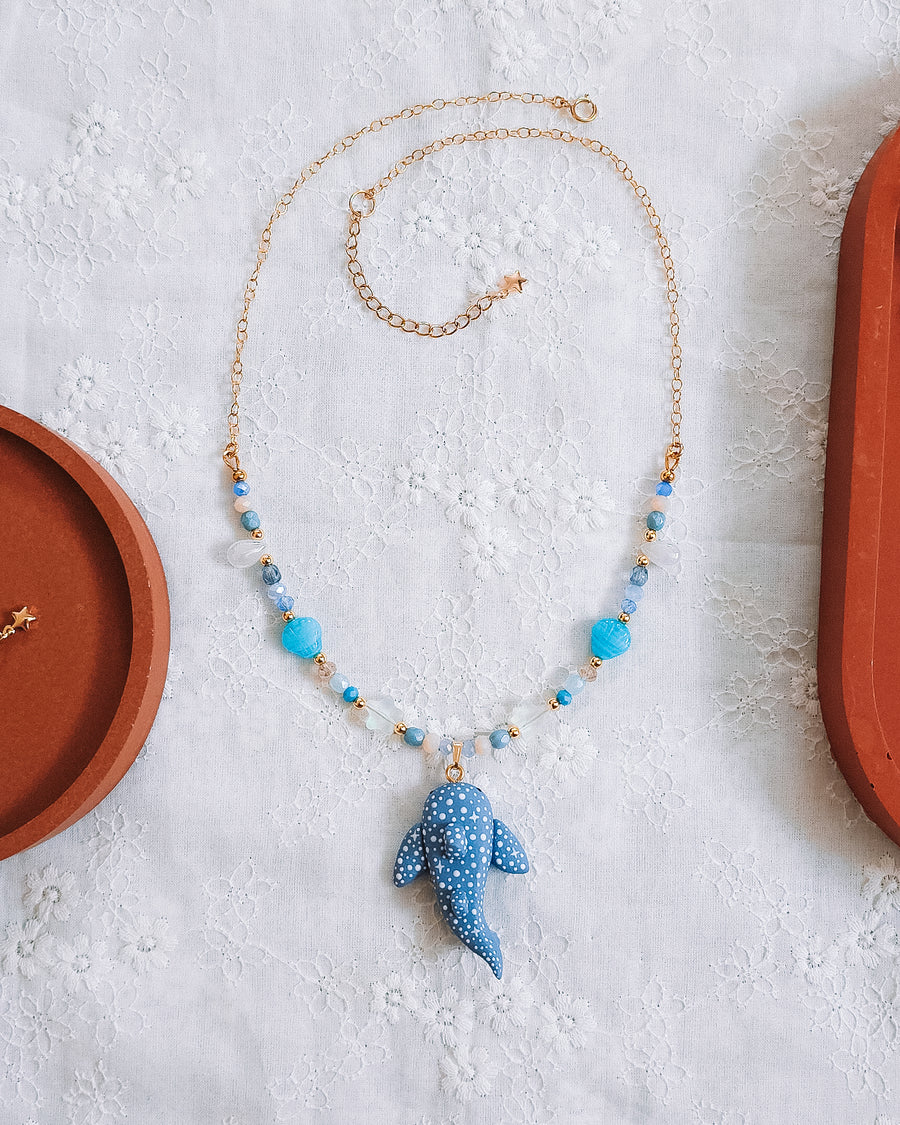 Astral Whale Shark Glass Bead & Chain Necklaces
