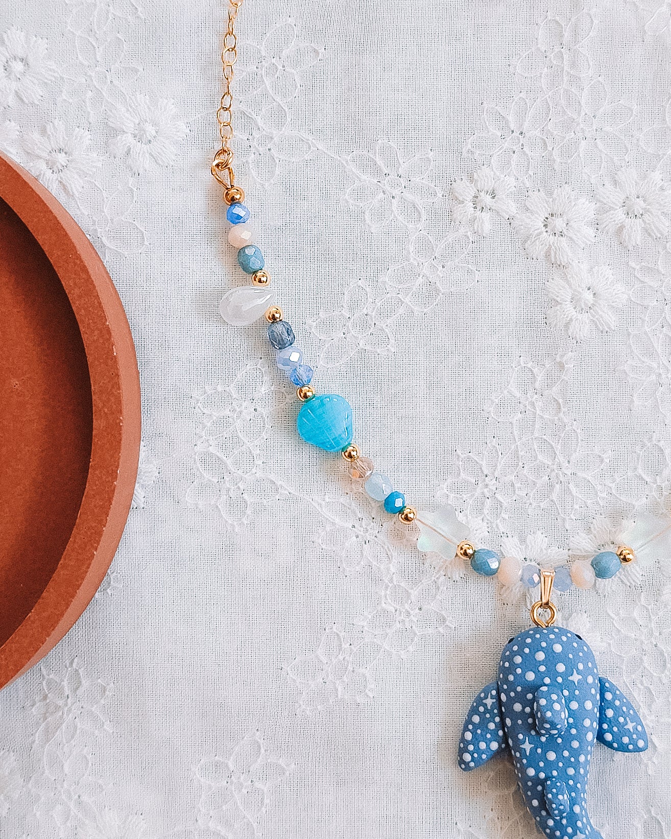 Astral Whale Shark Glass Bead & Chain Necklaces