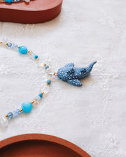 Astral Whale Shark Glass Bead & Chain Necklaces