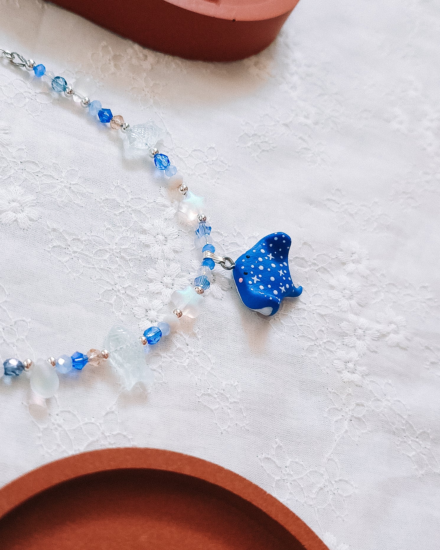 Celestial Stingray Glass Bead & Chain Necklaces