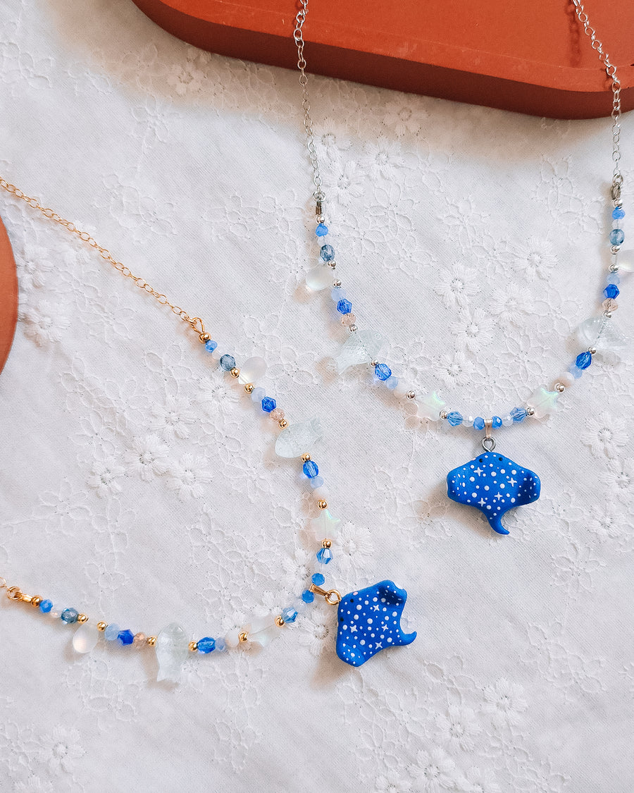 Celestial Stingray Glass Bead & Chain Necklaces