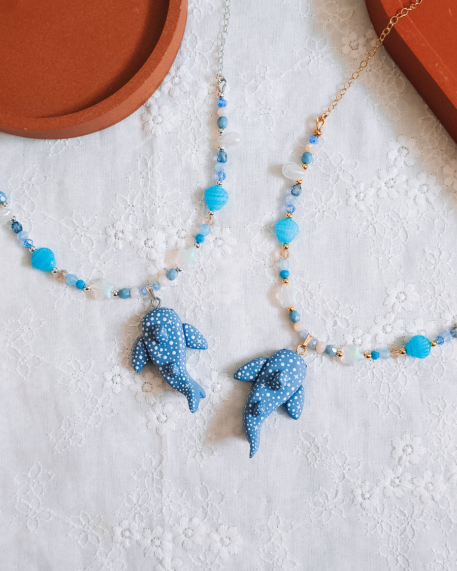 Astral Whale Shark Glass Bead & Chain Necklaces