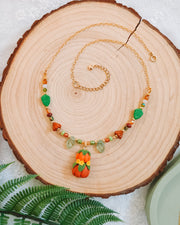 Pumpkin Stack Autumn Glass Bead & Chain Necklaces