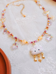 Starburst Cloud Glass Beaded Chain Necklace
