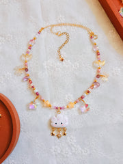 Starburst Cloud Glass Beaded Chain Necklace