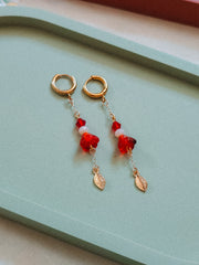 Red Flower Dangle Earrings (for Mushroom necklaces)