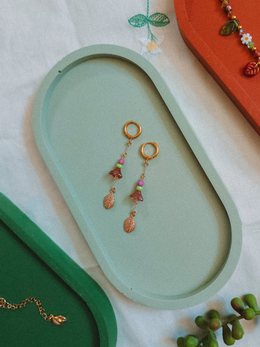 Purple Flower Dangle Earrings (for Snail necklaces)