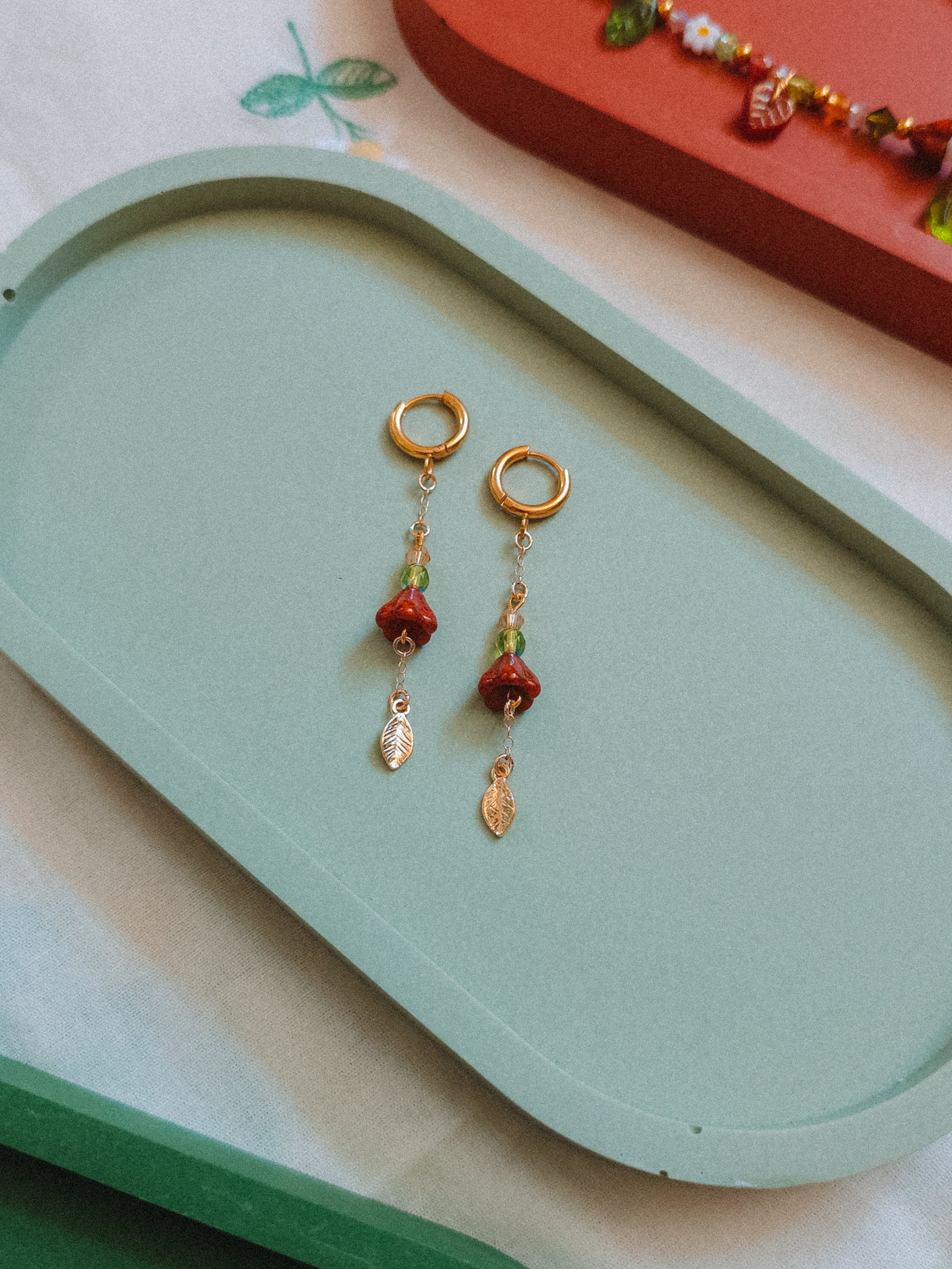 Copper Flower Dangle Earrings (for Fox & Mushroom necklaces)
