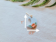 Floral Moon Earrings in Baby Blue and Pink