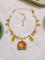 Yellow Door Glass Beaded Chain Necklace