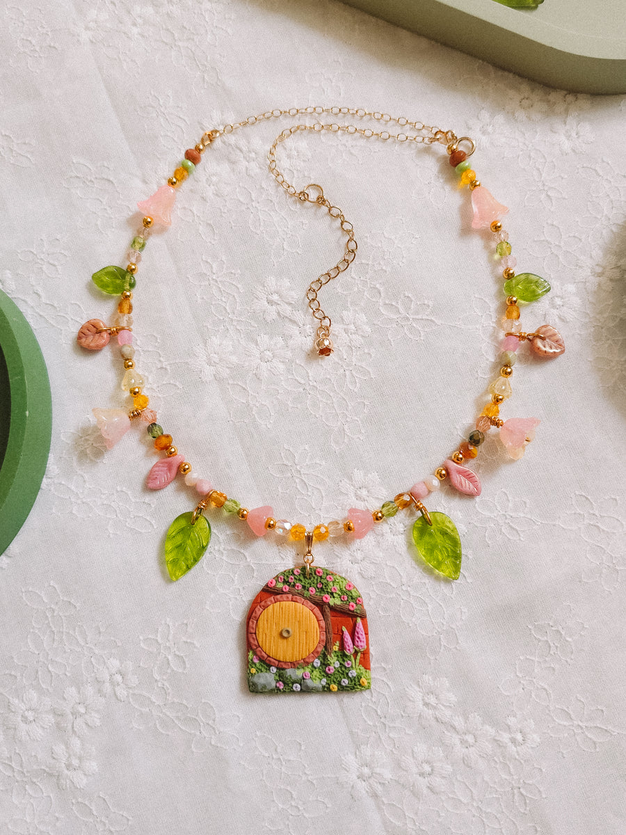 Yellow Door Glass Beaded Chain Necklace