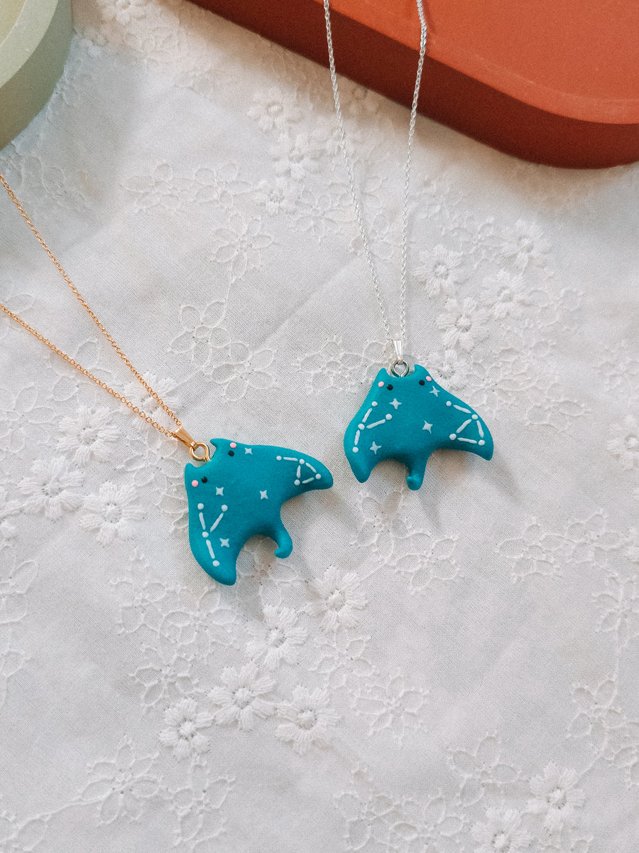 Cosmic Manta Ray Pendant & Chain Necklace
