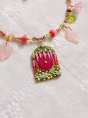 Maroon Door Glass Beaded Chain Necklace
