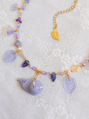 Lilac Dino Glass Beaded Chain Necklaces