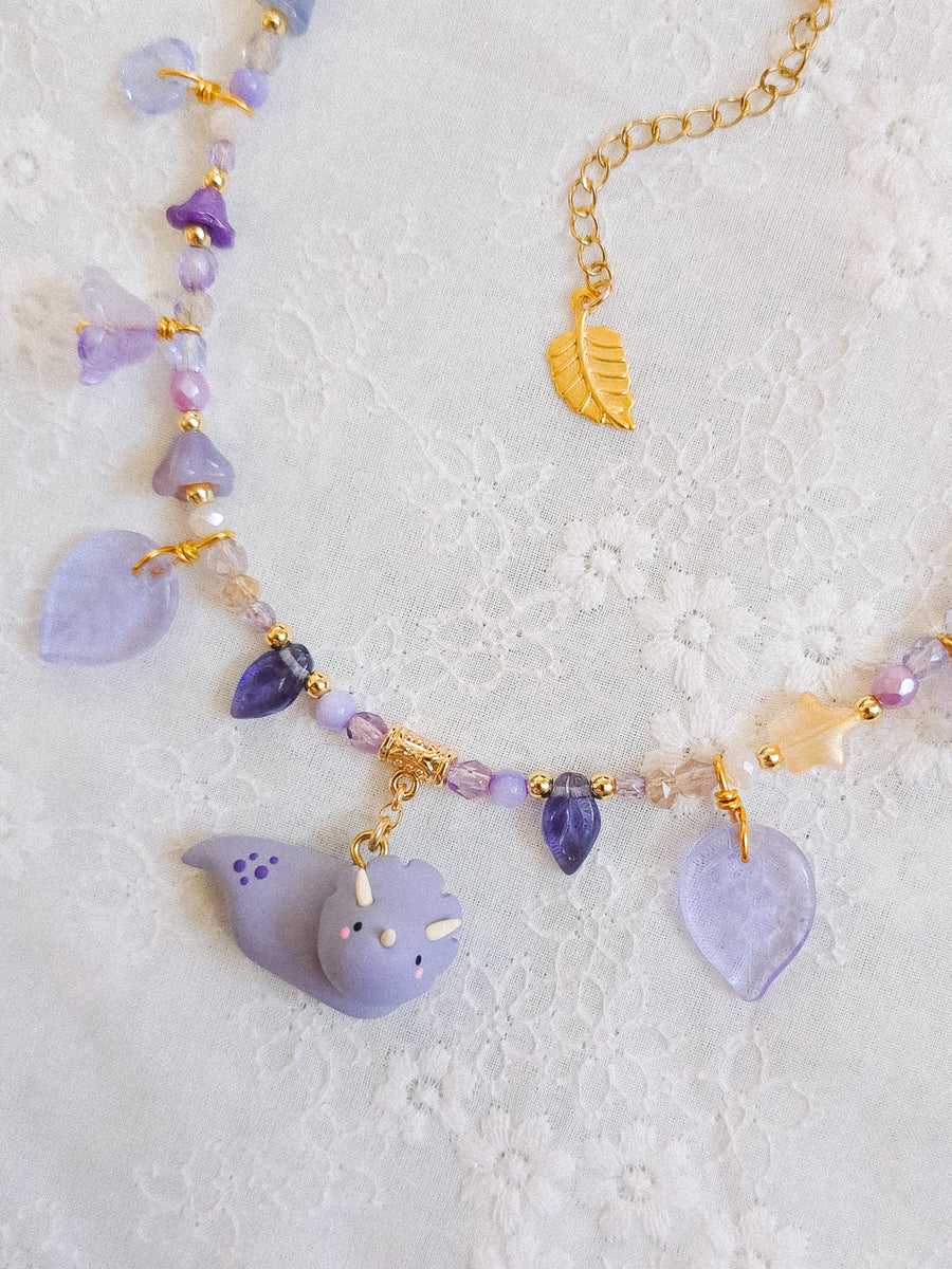 Lilac Dino Glass Beaded Chain Necklaces