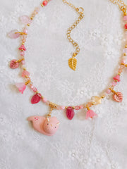 Pink Dino Glass Beaded Chain Necklaces
