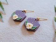 Dainty Floral Hexagon Earrings