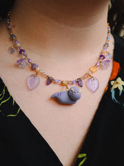 Lilac Dino Glass Beaded Chain Necklaces