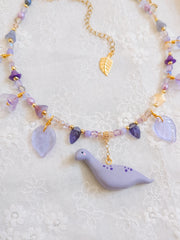 Lilac Dino Glass Beaded Chain Necklaces