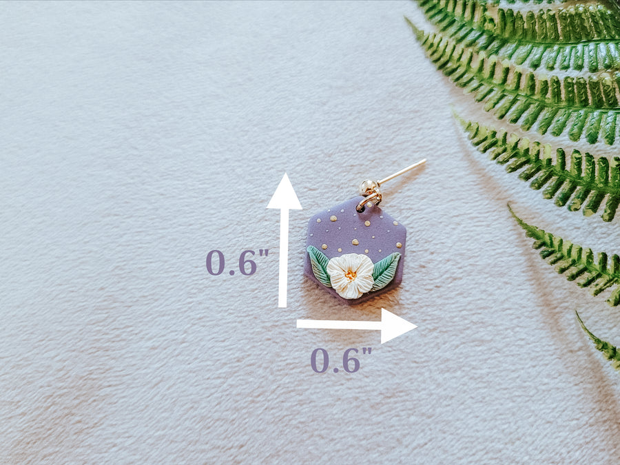 Dainty Floral Hexagon Earrings