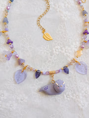 Lilac Dino Glass Beaded Chain Necklaces