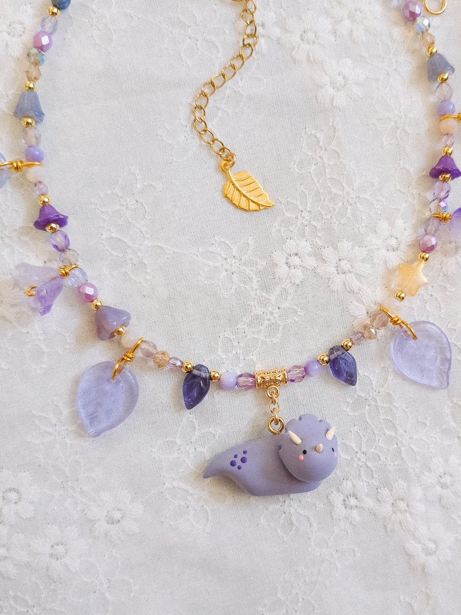 Lilac Dino Glass Beaded Chain Necklaces