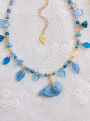 Blue Dino Glass Beaded Chain Necklaces