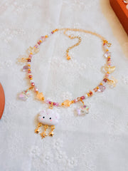 Starburst Cloud Glass Beaded Chain Necklace