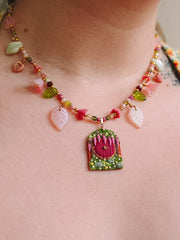 Maroon Door Glass Beaded Chain Necklace