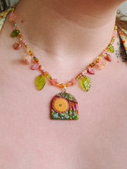 Yellow Door Glass Beaded Chain Necklace