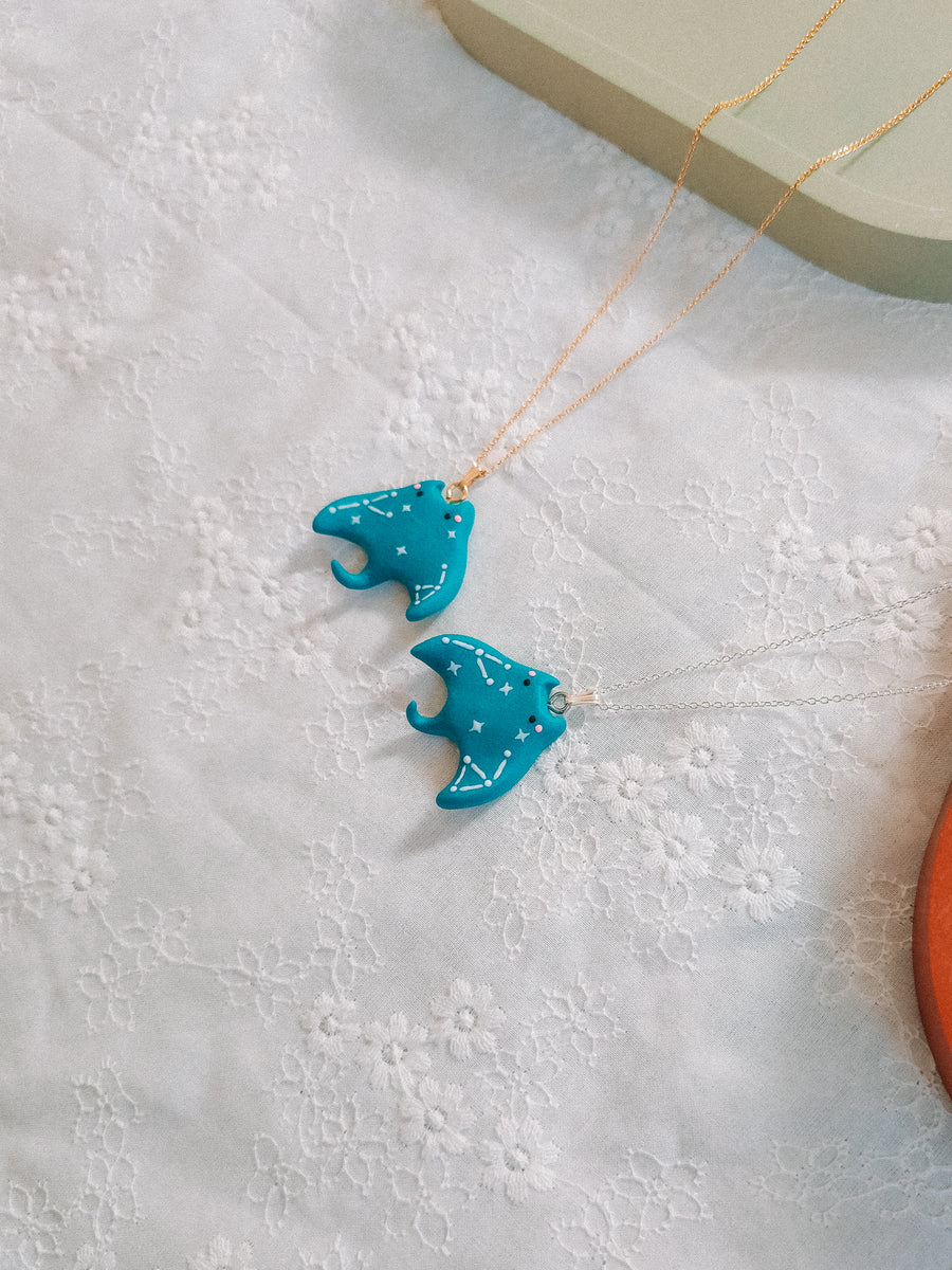 Cosmic Manta Ray Pendant & Chain Necklace