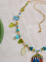 Blue Door Glass Beaded Chain Necklace