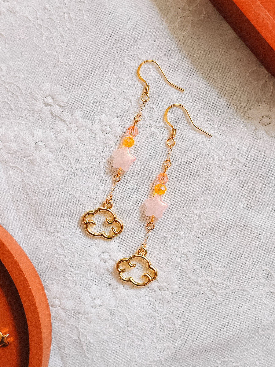 Pink Star & Cloud Charm Earrings (for Sunset Cloud necklaces)