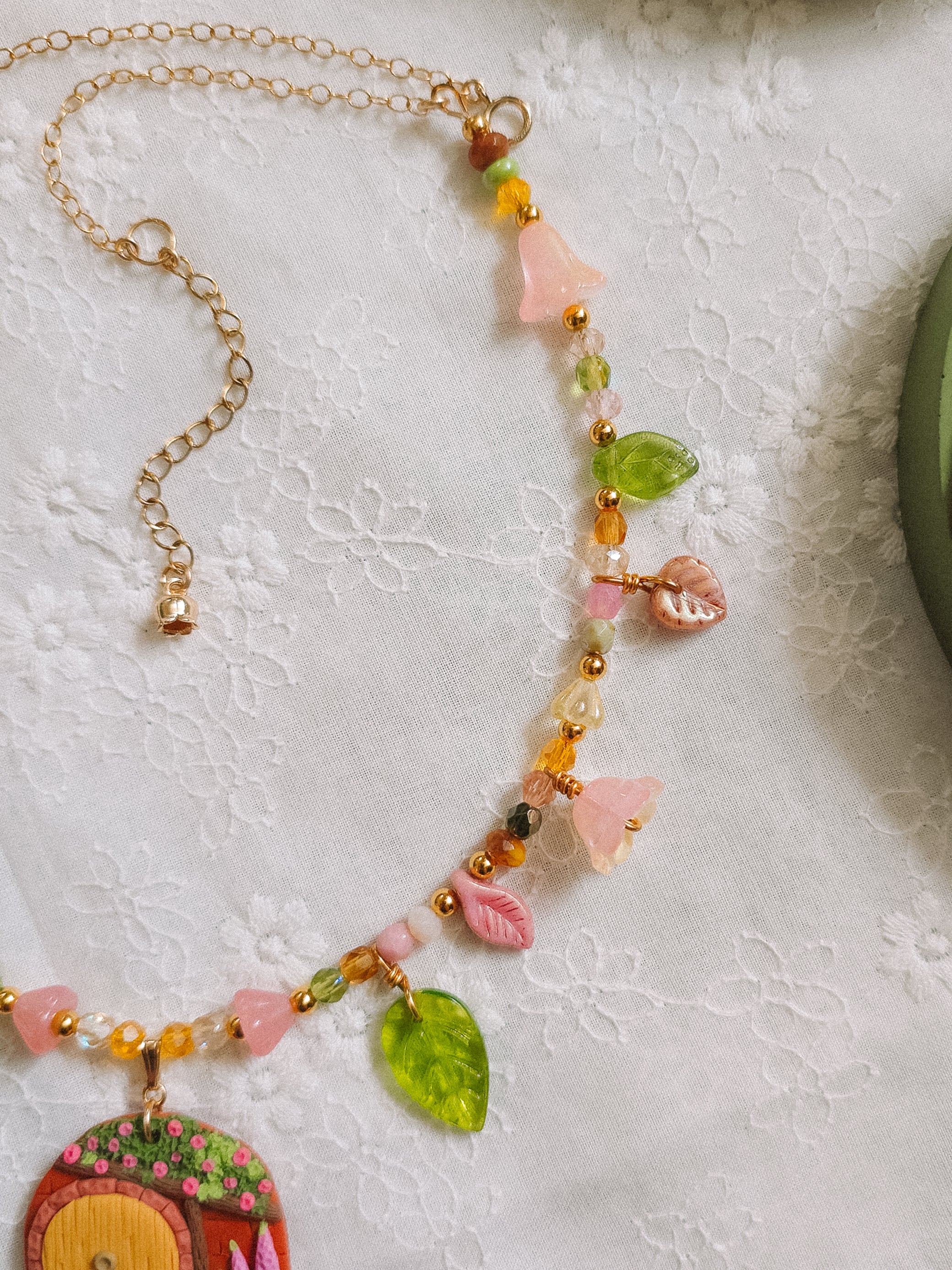 Yellow Door Glass Beaded Chain Necklace