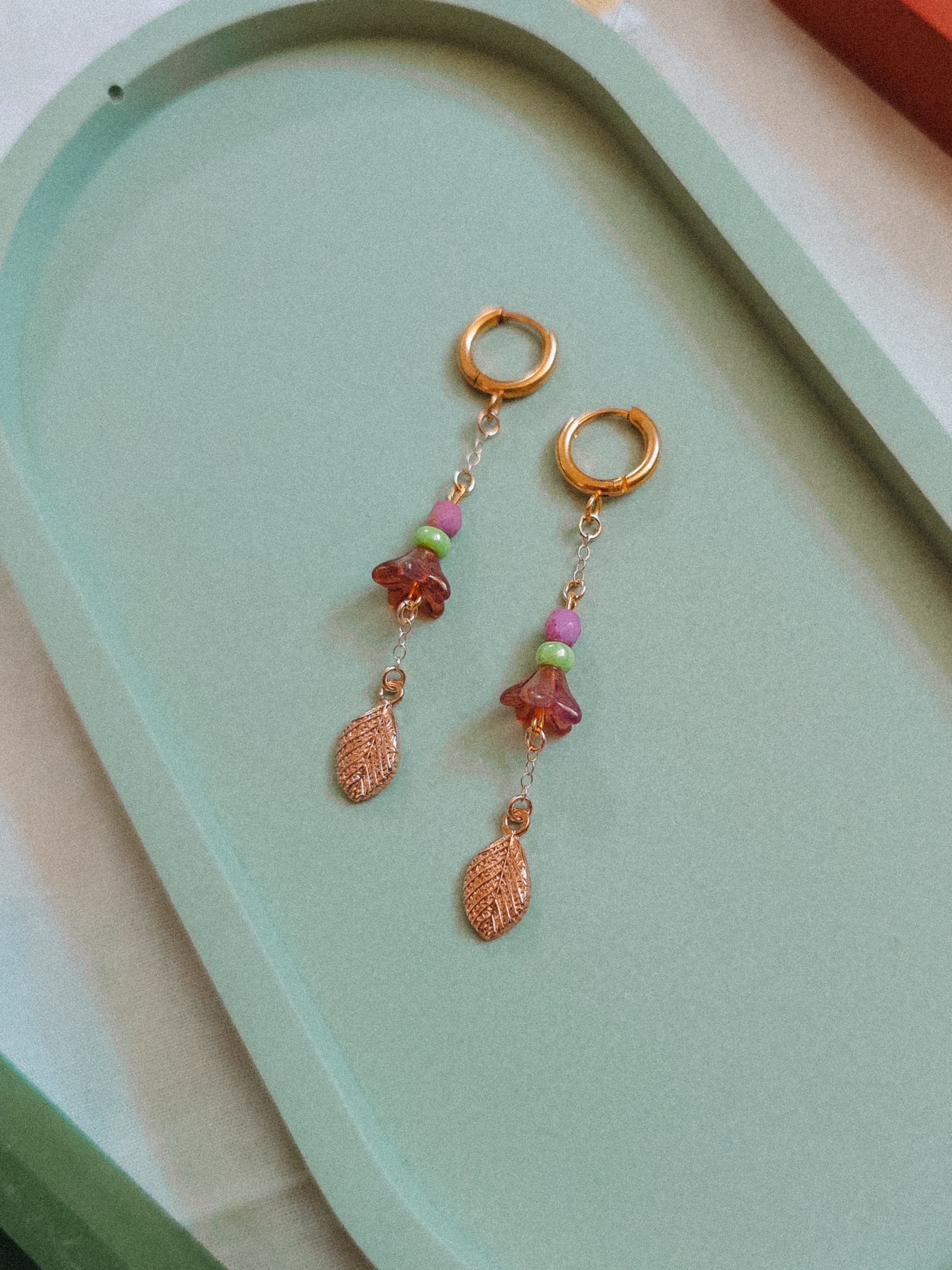 Purple Flower Dangle Earrings (for Snail necklaces)
