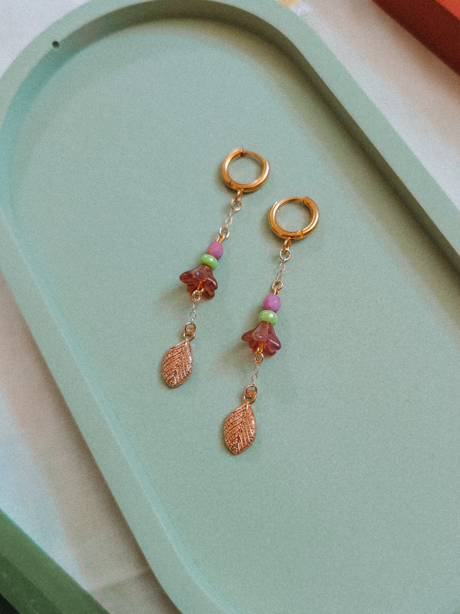 Purple Flower Dangle Earrings (for Snail necklaces)