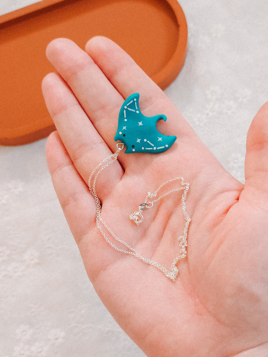 Cosmic Manta Ray Pendant & Chain Necklace