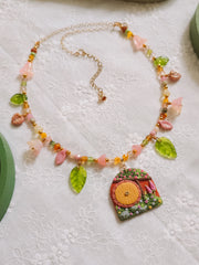 Yellow Door Glass Beaded Chain Necklace