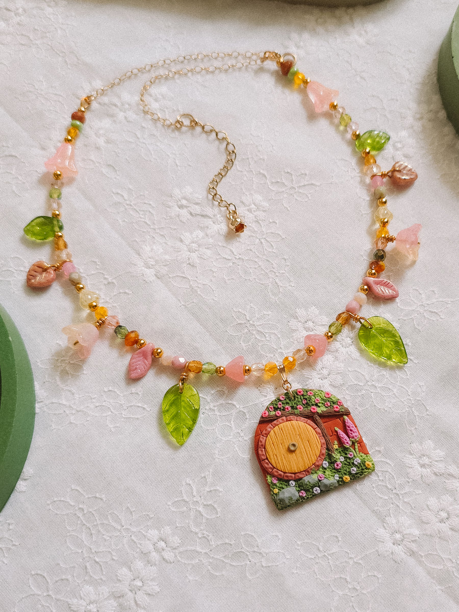 Yellow Door Glass Beaded Chain Necklace