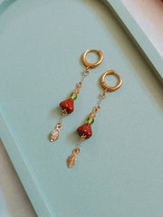 Copper Flower Dangle Earrings (for Fox & Mushroom necklaces)